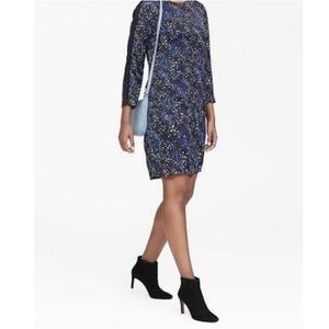 Banana Republic Dress Lace Trim Blue Print Size 6 Blue Black White Shift Dress